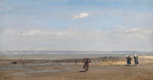 Femmes sur la plage à marée basse